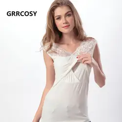 GRRCOSY Модальные Кружева молокоотсос Лето v-образный вырез лактация футболка рубашки для кормящих топы для беременных и матерей после родов