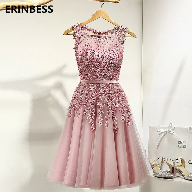 Vestido de festa/платье из тюля с глубоким вырезом, для одежды для подружки невесты с аппликацией, торжественное платье подружки невесты Robe Demoiselle D'honneur - Цвет: Bean pink