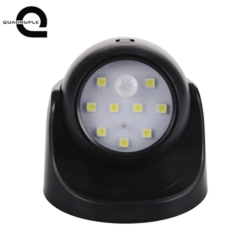 

Quadruple Security 9 LED Led Motion Sensor Night Light 360 Degree Rotation Children's Nightlight Auto PIR Detector Lamp For Kid