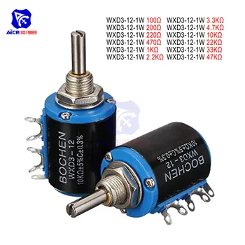 

WXD3-12-1W Wirewound Potentiometer Resistance 100R 200R 470R 1K 2.2K 4.7K 10K 22K 47KΩ Ohm 5 Turns Linear Rotary Potentiometer