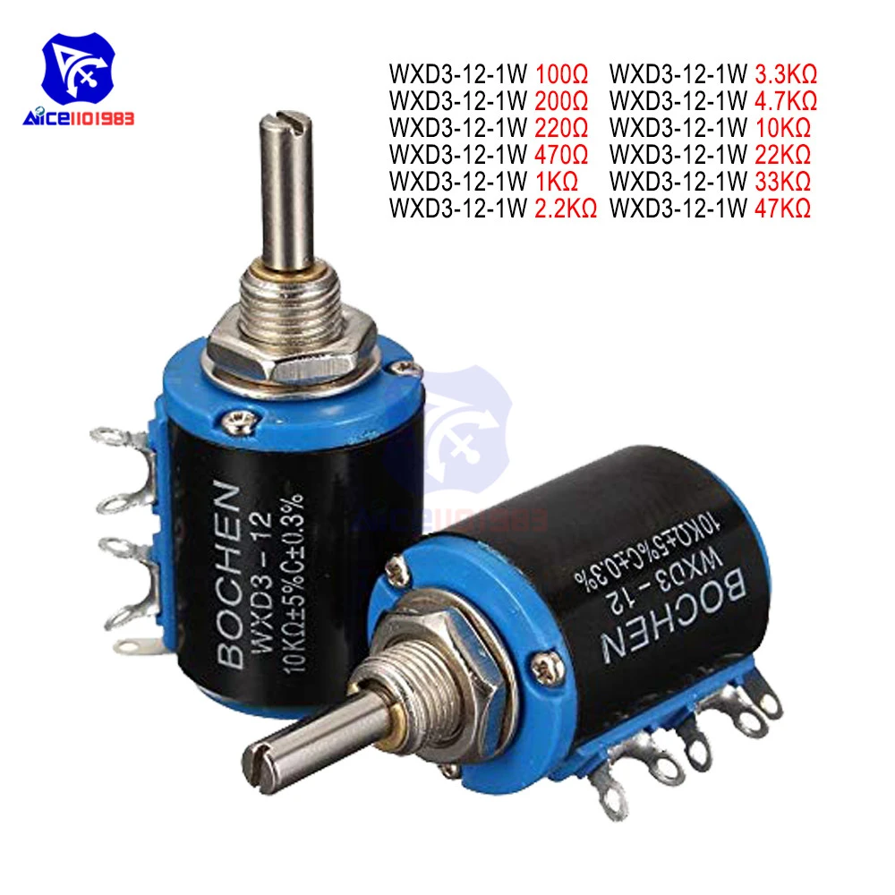 WXD3-13-2W 100 Ohm MULTI-TURN ohms Potentiomètre WXD3-13-2W 100 Ohm MULTI-TURN ohms Potentiomètre