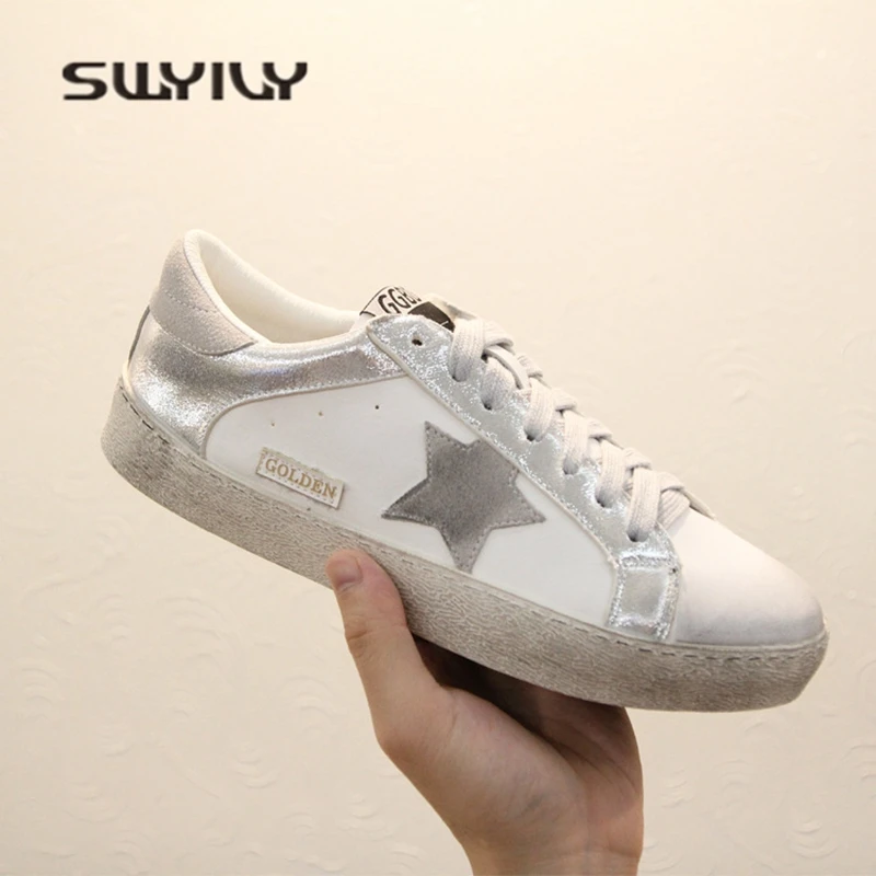 

SWYIVY Woman Sneakers Winter Velvet 2018 Spring Retro Woman Casual Shoes Dirty Shoes Female Canvas Shoes White Sneakers 40 Plus