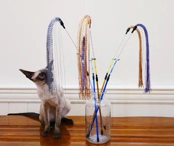 

USD1.65/PC Free shipping pet cat toy fishing pole cat teaser cat playing toys sticks 20pcs/lot