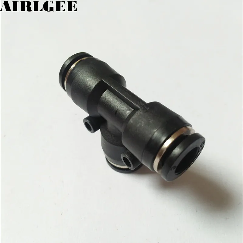 

5 Pcs 8mm to 8mm T Shaped 3 Way Air Pneumatic Quick Fitting Coupler Black PE8 Free shipping
