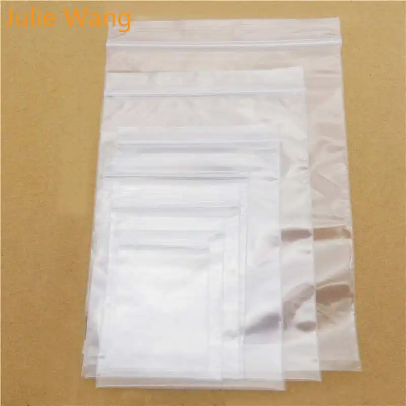 

Julie Wang 100PCS Transparent Small Zip lock Plastic Bags Reclosable Clear Poly Packing Bag Storage Jewelry Packaging Bag