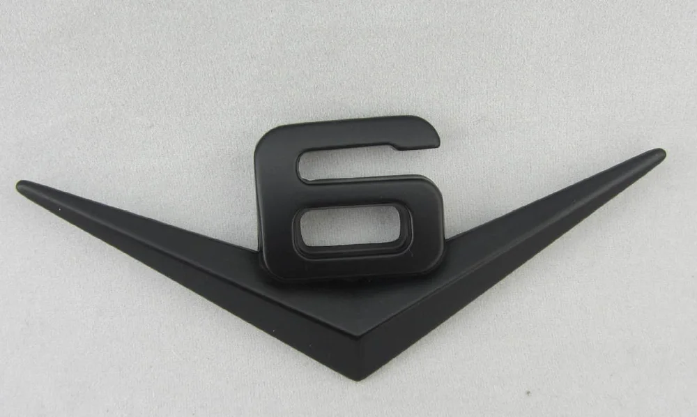 2Pcs V6 Engine Vintage Auto Badge Sticker Silver Metal V6 Logo Car Emblem Decal