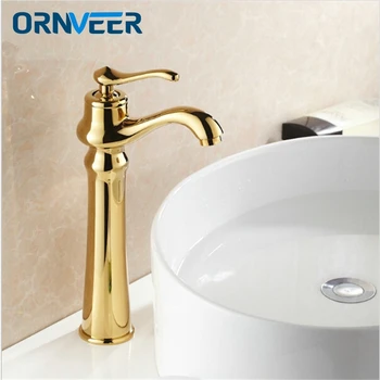 

Luxury Gold Plated Bathroom Faucet Tall Moden Single Hole Single Handle Basin Sink Mixer Tap G-022