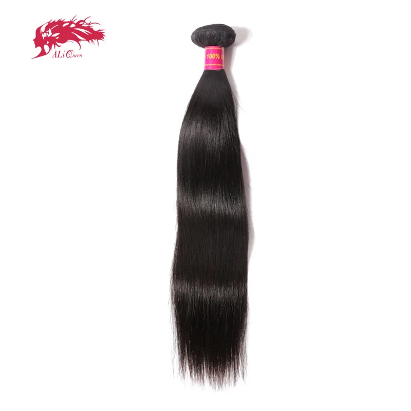Ali Queen Hair Brazilian Virgin Hair Straight Bundles Natural Black Color 100% Human Hair Weaving 8inch to 28inch Free Shipping