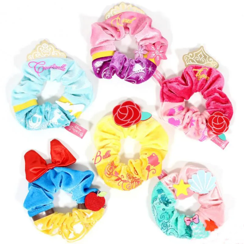 

1 Pc Lovely Cartoon princess Mermaid Snow White Cinderella Plush Toy Hair Rope Head band Hair Hoop Wrist Strap