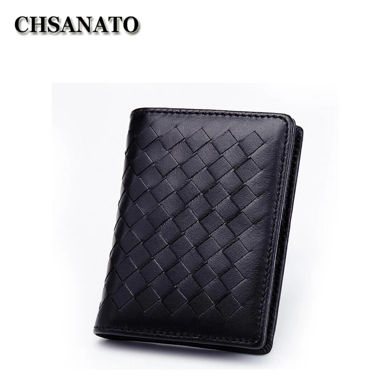 

CHSANATO Business Card Holder Genuine Leather Sheepskin Knitting Credit Card Holder Unisex Card Case Photo Bags Dropshipping