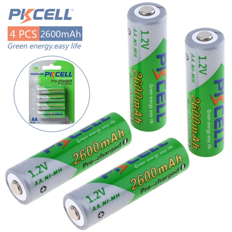 4pcs PKCELL Remote control Battery NIMH AA 2600Mah 1.2V 2A Ni Mh