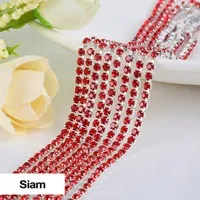 3yards/piece 17colors glass crystal Rhinestones chain, Gold bottom sew on Cup Chains For diy Sewing Clothes Accessories