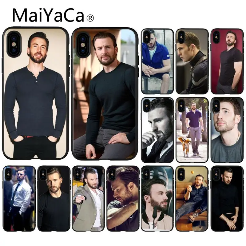 

MaiYaCa Chris Evans Black TPU Soft Silicone Phone Case Cover for Apple iPhone 8 7 6 6S Plus X XS MAX 5 5S SE XR Cover