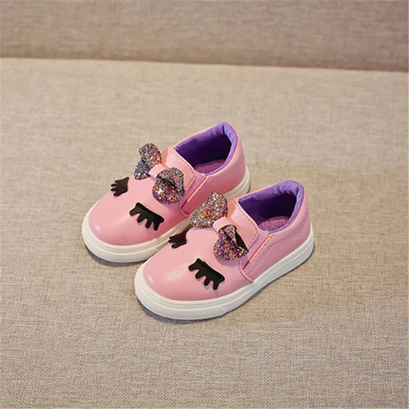 

Children Girls Fun Eyelashes Bow Shoes Autumn New Fashion Breathable Kids Boys Shoes Girls Anti-Slippery Sneakers Baby