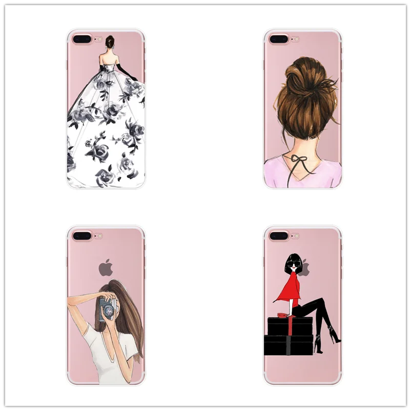 

2018 New Fashion Lady Protective Soft Back Cover For Iphone X 5 5s 6 6s 7 Plus 8 Coque Silicone Tpu Painted Phone Cases
