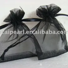 100 шт. Черный цвет ювелирных изделий из органзы свадебный подарок мешок(13x18 мм