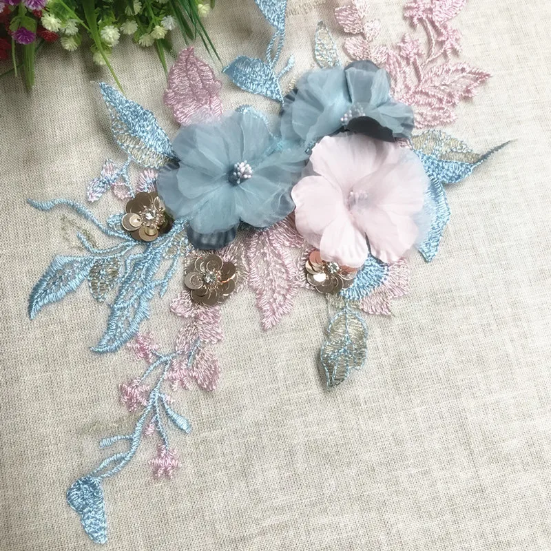 

GLace 3pcs/lot 3D color embroidery flower sticker lace accessories clothing wedding decoration lace accessories TX892