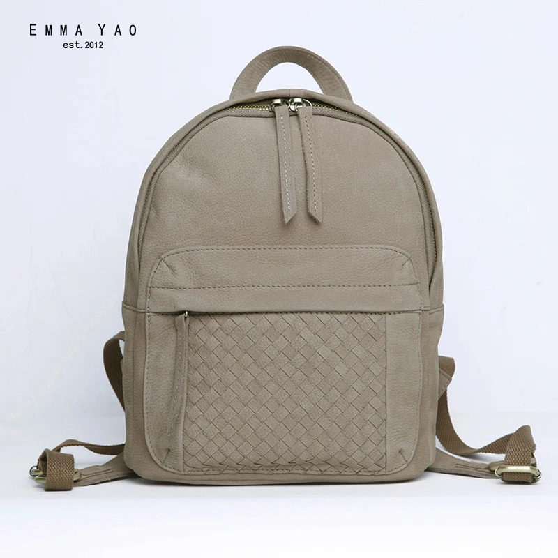 EMMA YAO women backpack mini genuine leather bag Japanese style brand fashion backpack