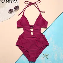BANDEA сексуальный цельный купальник для женщин с вырезами купальники для женщин фиолетовый сплошной купальный костюм купальник с открытой спиной купальные костюмы