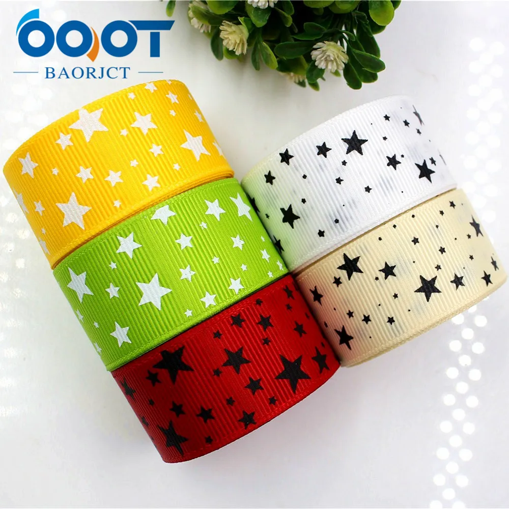 

OOOT BAORJCT 176303 25mm 10yard Star Ribbons Thermal transfer Printed grosgrain Wedding Accessories DIY handmade material