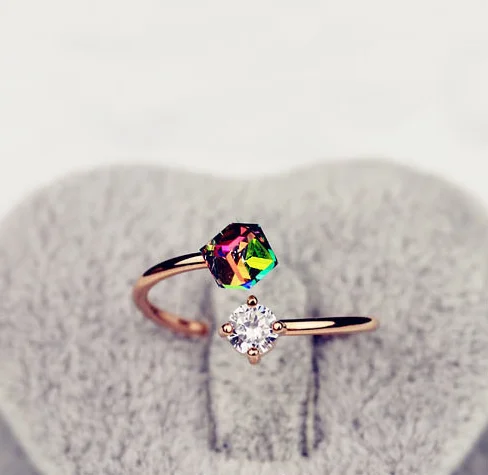 Женское Открытое кольцо с фианитом регулируемое кристаллами 2020 цветов|stone rings for