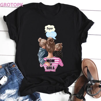 

Mommy's Love Female Black T-shirt Super Mama Tee Shirt Women's Clothing 2019 Vogue Print T Shirt Female Tshirt Korean Clothes
