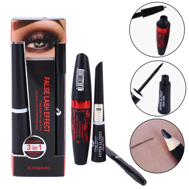 Brand 3pcs Set Makeup Set 3 In 1 Liquid Eyeliner Mascara Eye Liner
