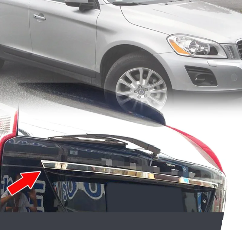 AX Tailgate Door Handle Strip Accent Garnish Styling Chrome Rear Trunk Tail Gate Cover Trim For VOLVO XC60 2009-2014