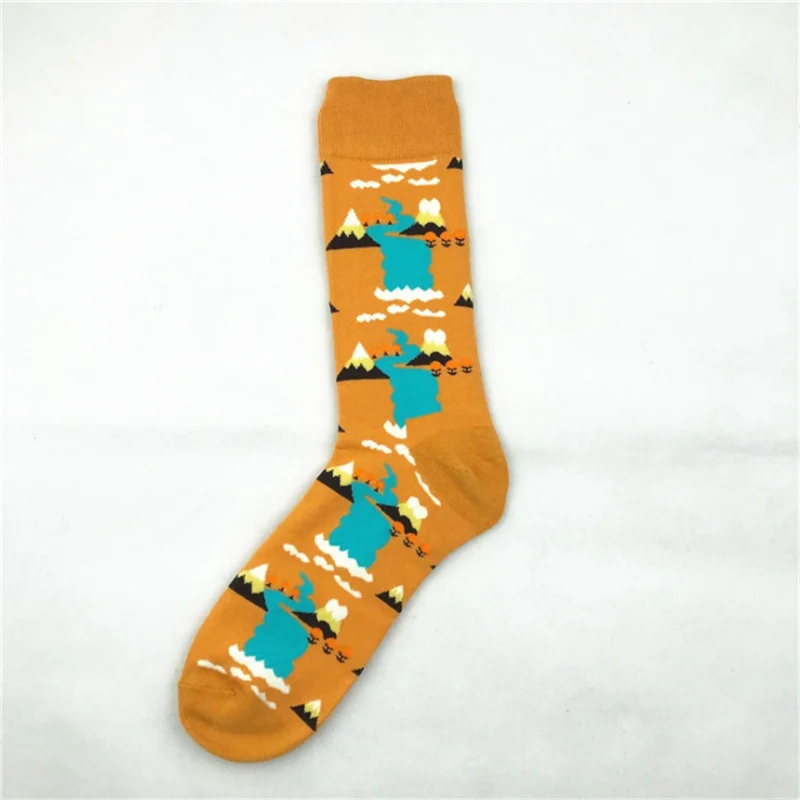 Moda Socmark, брендовые качественные мужские носки, 10 цветов, носки с геометрическим рисунком животных, мужские носки из чесаного хлопка, Calcetines Largos Hombre - Цвет: 51094