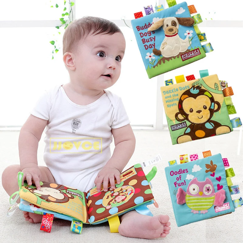 

1pc Cute Animals Soft Cloth Baby Boys Girls Books Rustle Sound Infant Educational Stroller Rattle Toys Newborn Baby 0-36 Months
