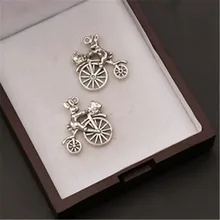 

8pcs Silver Plated Mr. Rabbit's big *small wheel wheel bike Charm Earring Bracelet DIY Metal Hip Hop Jewelry Alloy Pendants