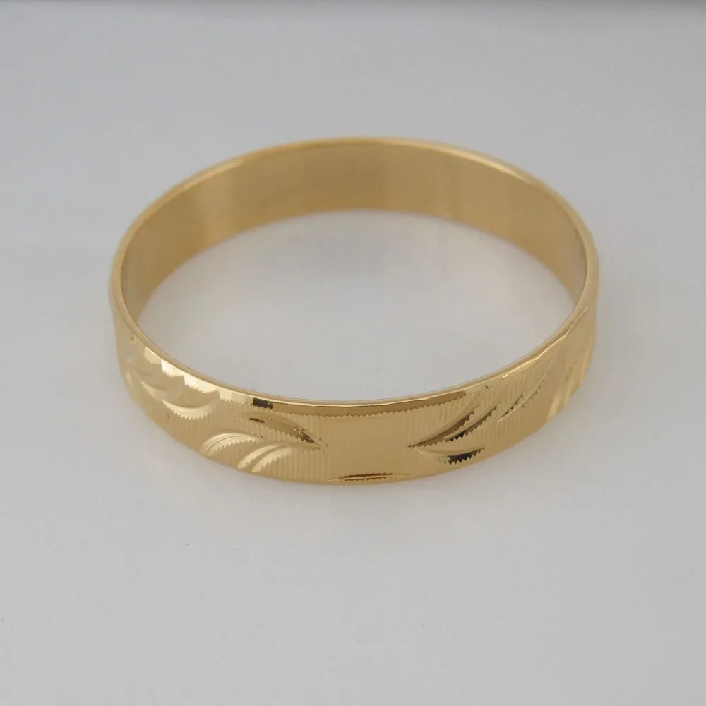 FOROMANCE/ YELLOW GOLD COLOR DIAMETER 1.6&quot &amp 2.56&quot BAND WIDTH 8MM FOUR STYLES CHILD BOY GIRL ADULT CLOSED BANGLE