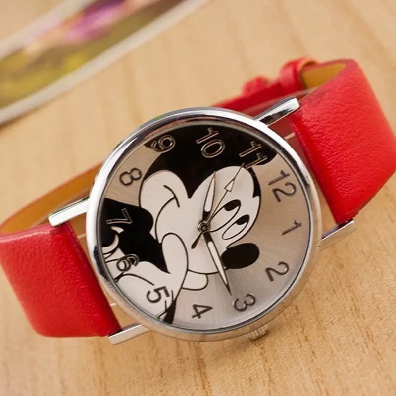 

reloj mujer Hot Sale New Brand Mickey Mouse Women's Watch montres Girl Boy Casual Leather Cartoon Quartz Watch Relogio Feminino