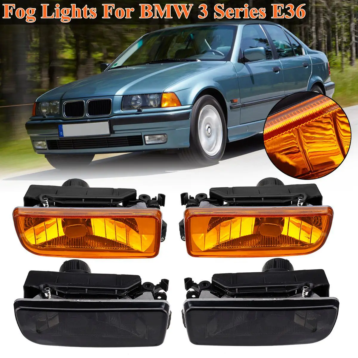 

1 Pair Front Fog Light H1 Base without Bulbs Fog Lump Kit for BMW E36 1992-1998 63178357389, 63178357390