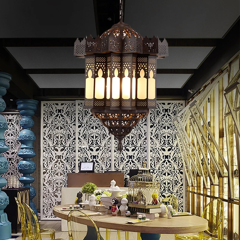 Арабский стиль Медь на заказ led e14 люстра освещение ретро подвесной светильник для гостиной ресторан отель столовая