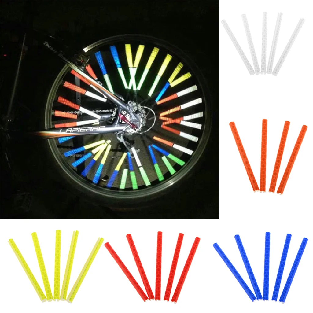 Set of 12 MTB Cycling Reflective Rod Bike Bicycle Spoke Reflector Clip on Wheel Rim