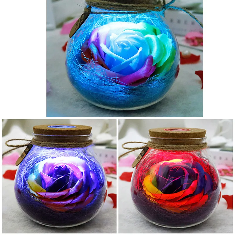 

LED RGB Rose Lamp Flower Bottle Night Light Remote Control Rose Bulb Lights LB88