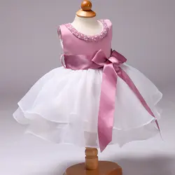 2018 Новинка, платье принцессы для маленьких девочек летние дети бантом на день рождения свадебное платье с фатиновой юбкой 88