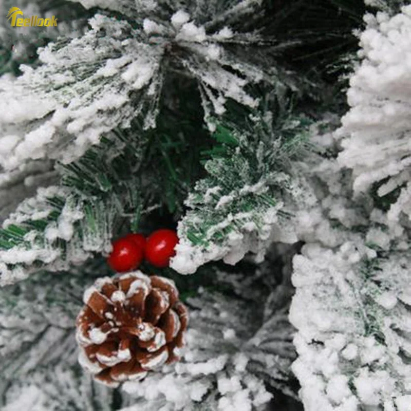 Teellook 1,8 м/180 см сосновые иглы, Заснеженная рождественская ёлка, Висячие палочки, сосновые орехи, Рождественская елка, святилище для отелей, моллов, украшение дома