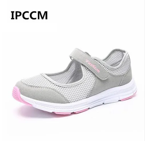 

IPCCM 2018 new Spring-Fall Women Casual Sport Flats Fashion Shoes Mother Walking Loafers Breathable Air Mesh Sneakers Size 35-42