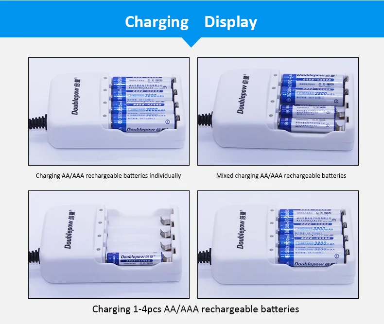 4 слота doulepow DP-K02 автоматическое интеллектуальное быстрое зарядное устройство для 1,2 в AA/AAA Ni-CD/Ni-mh аккумуляторы