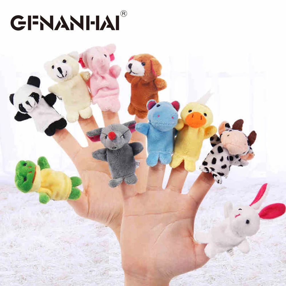 

10pcs/lot cartoon animal Puppet finger plush toy baby cute finger doll kids Educational hand story open toy for birthday gift