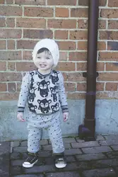 2019 Осенняя стильная одежда для младенцев Одежда для маленького мальчика Хлопок Длинные рукава 2 шт./костюм костюмы для новорожденных