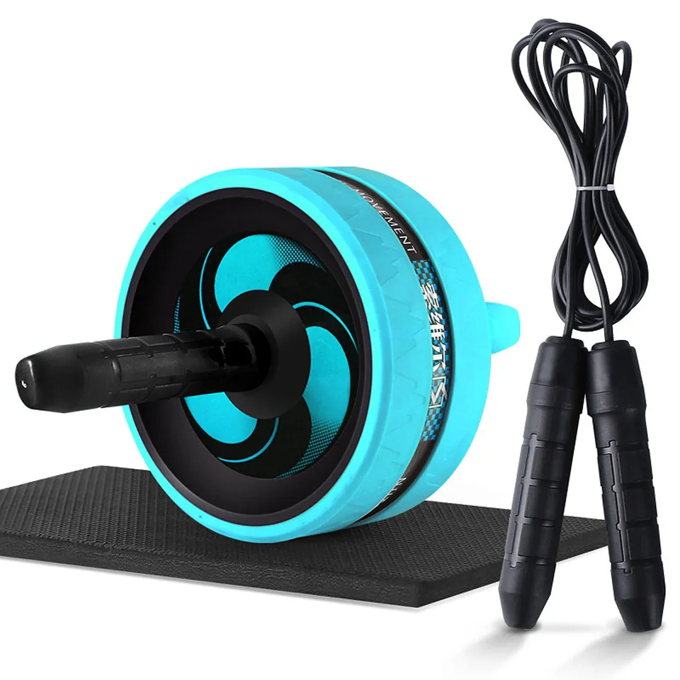 Roller&Jump Rope No Noise Abdominal Wheel Ab Roller with Mat For