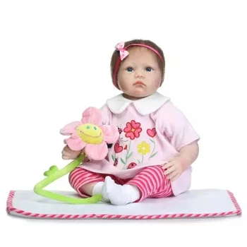 

22inchs Soft Silicone Reborn Baby Doll Handmade Clothes Little Girl doll Reborn Brinquedos Early Education Reborn Baby Dolls