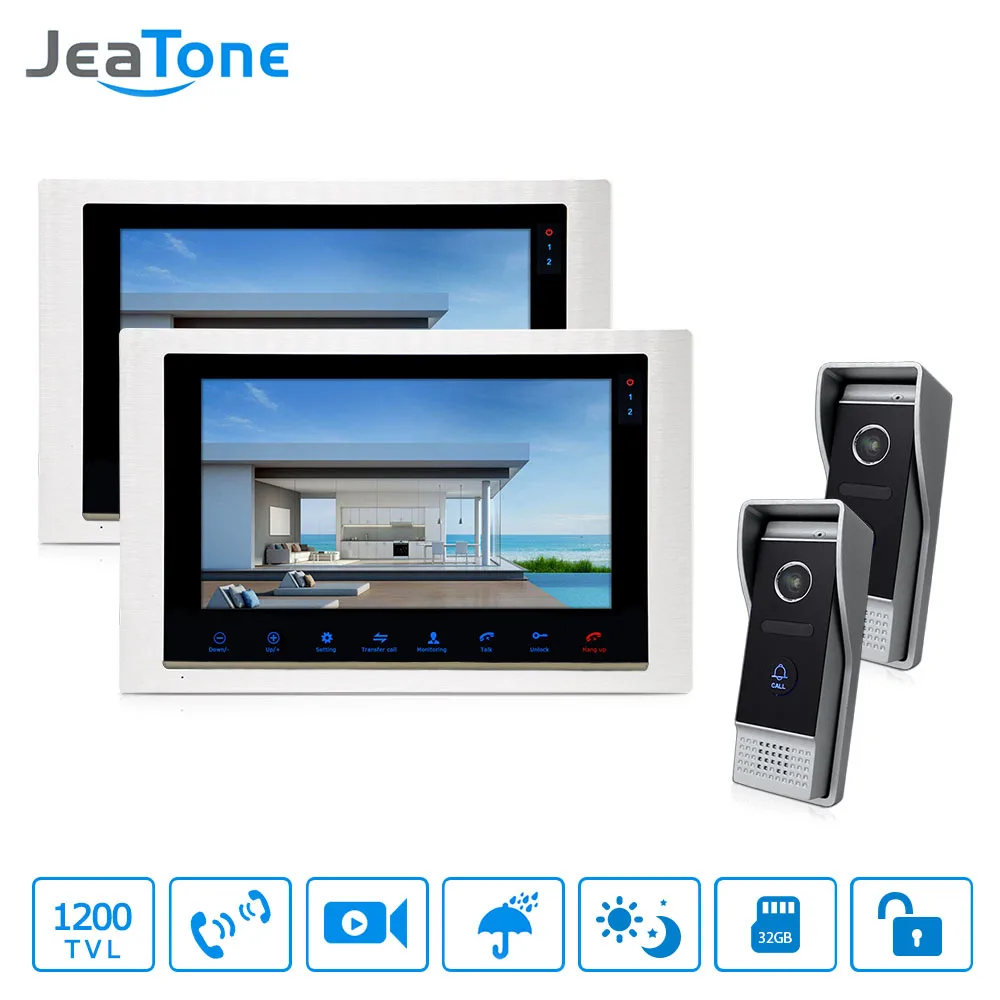 JeTone 10\ TFT Door Phone Monitor Home Security Intercom for House &High Resolution IR Night Vision Outdoor Calling Panel 2v2