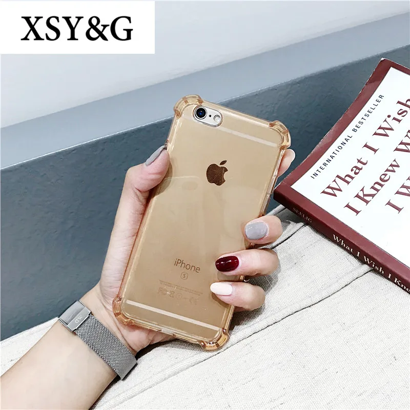

For iphone XR XS MAX Luxury Anti-knock Shockproof Clear On for iphone X Soft Silicone Back Cover Funda for iphone 8 7 6 plus