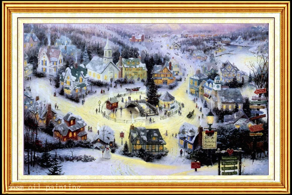

Hand-painted Abstract Impressionist Christmas Night Landscape Wall Artwork New Year Life Home Decorative Oil Painting on Canvas