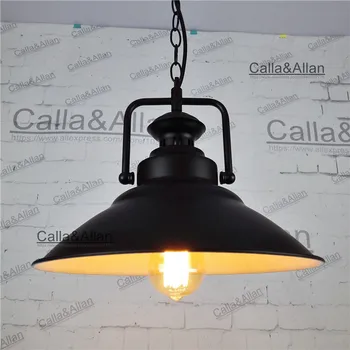 

D32cm black iron chain Vintage light fixture Loft Pendant Lamp Retro Hanging Lamp Lampshade For Restaurant /Bar/Coffee Shop Home