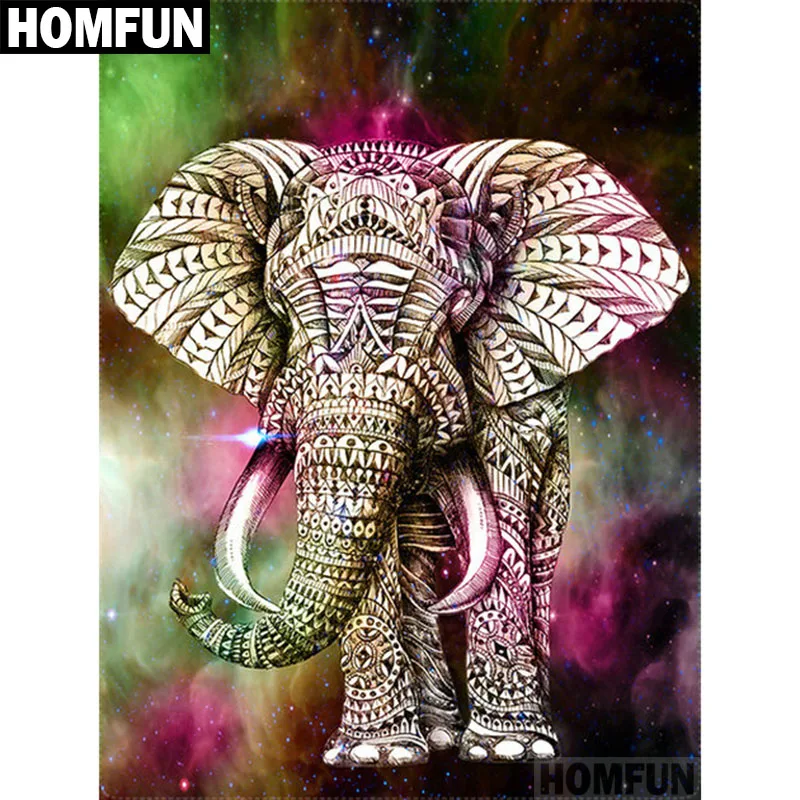 

HOMFUN Full Square/Round Drill 5D DIY Diamond Painting "Animal elephant" 3D Embroidery Cross Stitch 5D Decor Gift A00538
